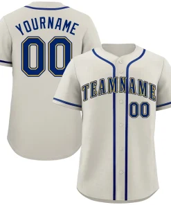 Custom Cream Royal-Gold Classic Style Authentic Baseball Jersey