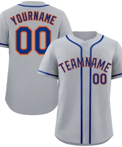 Custom Gray Royal-Orange Classic Style Authentic Baseball Jersey