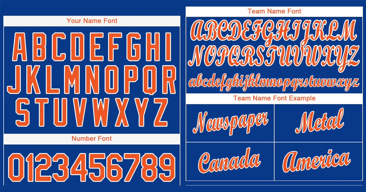Custom Royal Orange-White Classic Style Authentic Baseball Jersey - Image 3
