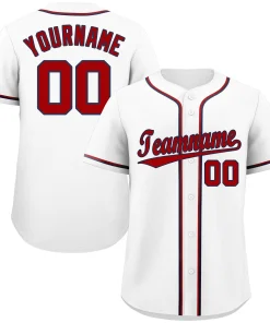 Custom White Red-Navy Hook Classic Style Authentic Baseball Jersey