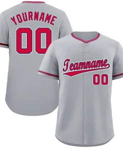 Custom Gray Red-White Hook Classic Style Authentic Baseball Jersey