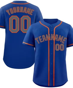 Custom Royal Gray-Orange Bull Classic Style Authentic Baseball Jersey