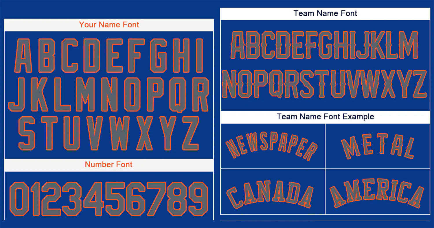 Custom Royal Gray-Orange Bull Classic Style Authentic Baseball Jersey - Image 3