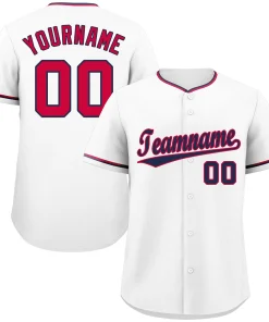 Custom White Navy-Red Hook Classic Style Authentic Baseball Jersey