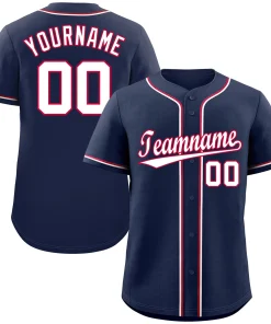 Custom Navy White-Red Hook Classic Style Authentic Baseball Jersey