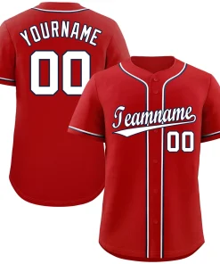Custom Red White-Navy Classic Style Authentic Baseball Jersey
