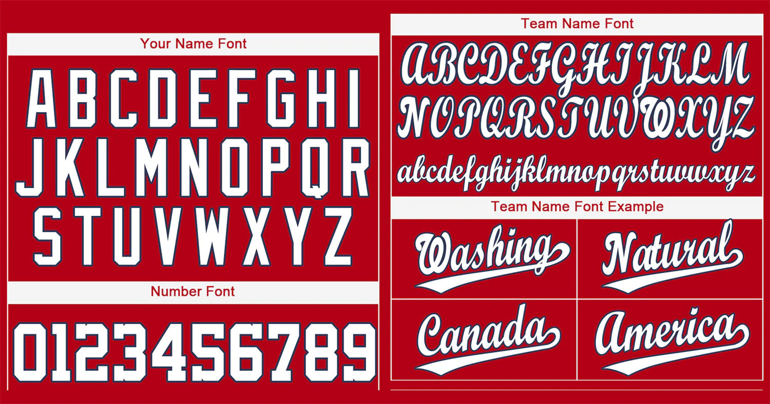 Custom Red White-Navy Classic Style Authentic Baseball Jersey - Image 3