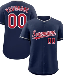 Custom Navy Red-White Hook Classic Style Authentic Baseball Jersey