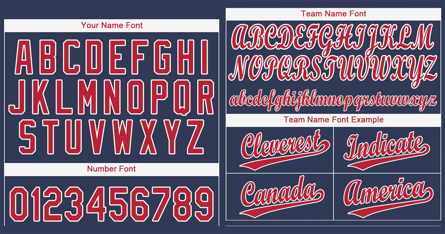 Custom Navy Red-White Hook Classic Style Authentic Baseball Jersey - Image 3