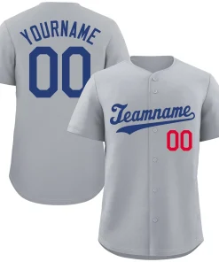 Custom Gray Royal Red Hook Classic Style Authentic Baseball Jersey