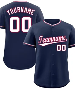 Custom Navy White Red Hook Classic Style Authentic Baseball Jersey