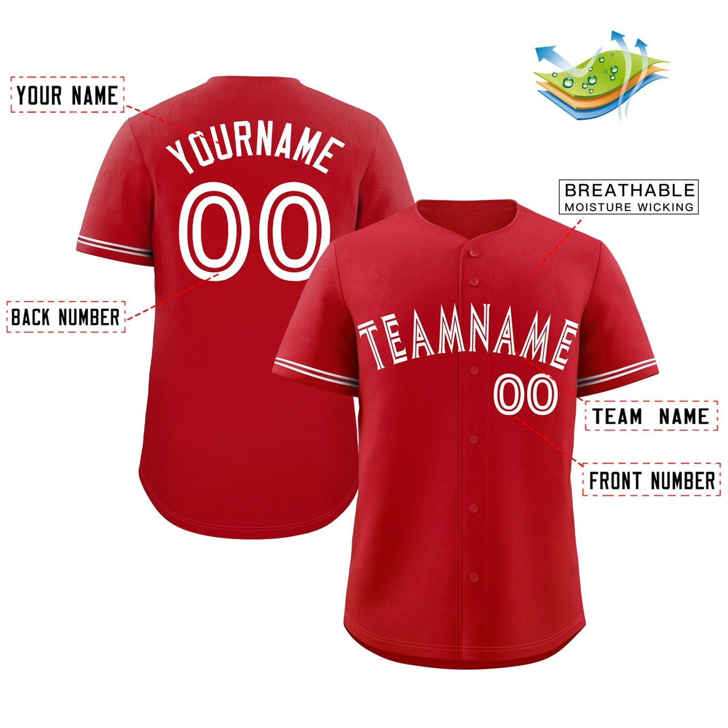 Custom Red White Bull Classic Style Authentic Baseball Jersey - Image 2