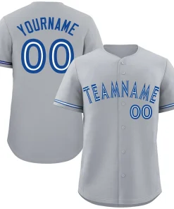 Custom Gray White Royal Bull Classic Style Authentic Baseball Jersey
