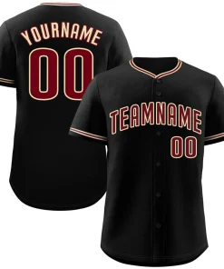 Custom Black Crimson-Khaki Bull Classic Style Authentic Baseball Jersey
