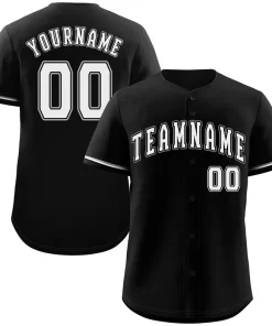 Custom Black White-Gray Bull Classic Style Authentic Baseball Jersey