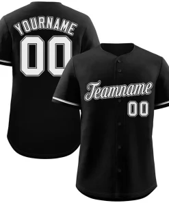 Custom Black White-Gray Classic Style Authentic Baseball Jersey
