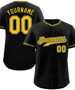 Custom Black Gold-White Hook Classic Style Authentic Baseball Jersey