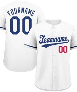 Custom White Royal-Red Hook Classic Style Authentic Baseball Jersey