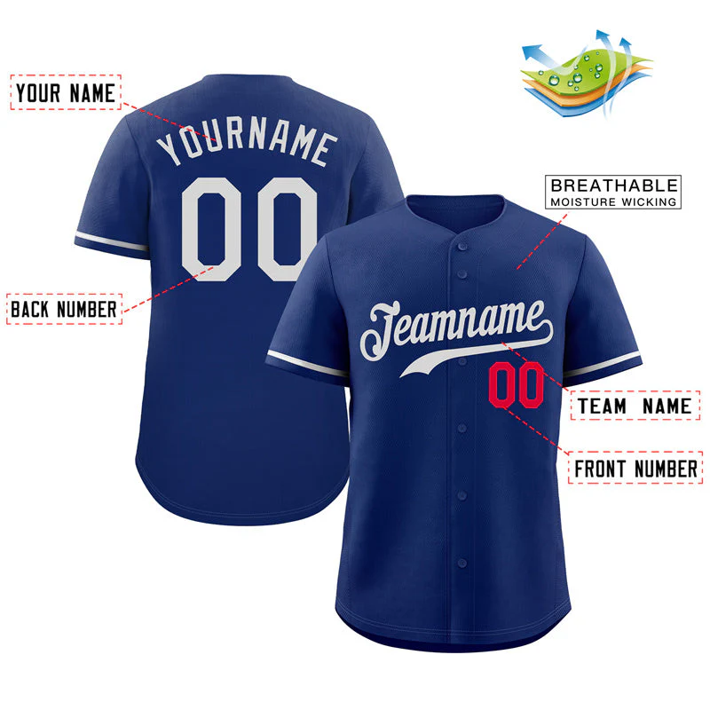 Custom Royal White-Red Classic Style Authentic Baseball Jersey - Image 2