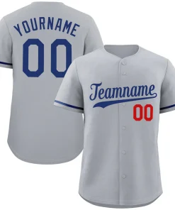 Custom Gray Royal-Red Classic Style Authentic Baseball Jersey