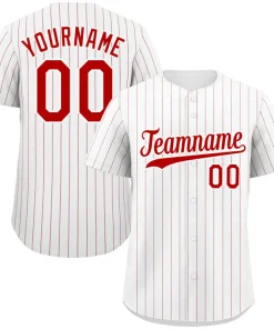 Custom White Red Stripe Fashion Authentic Baseball Jersey
