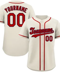 Custom Cream Red-Navy Classic Style Authentic Baseball Jersey