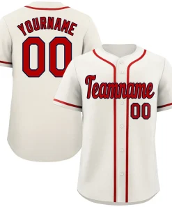 Custom Cream Red-Navy Classic Style Authentic Baseball Jersey
