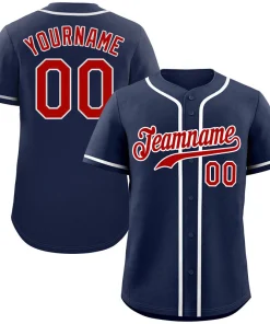Custom Navy Red-White Hook Classic Style Authentic Baseball Jersey