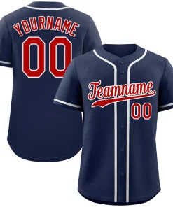 Custom Navy Red-White Hook Classic Style Authentic Baseball Jersey