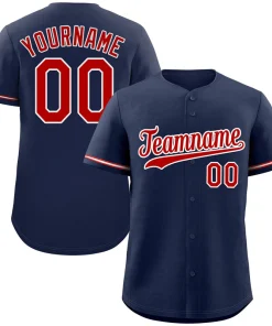 Custom Navy Red-White Hook Classic Style Authentic Baseball Jersey