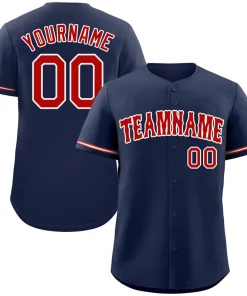 Custom Navy Red-White Bull Classic Style Authentic Baseball Jersey