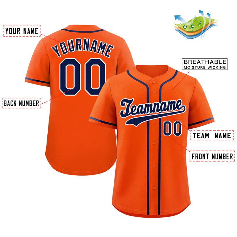Custom Orange Royal-White Hook Classic Style Authentic Baseball Jersey - Image 2