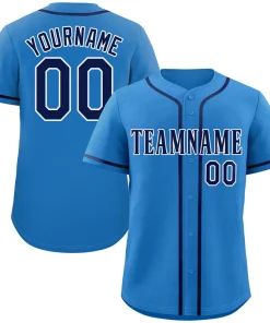Custom Powder Blue Navy-White Classic Style Authentic Baseball Jersey