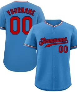 Custom Light Blue Red-Navy Classic Style Authentic Baseball Jersey