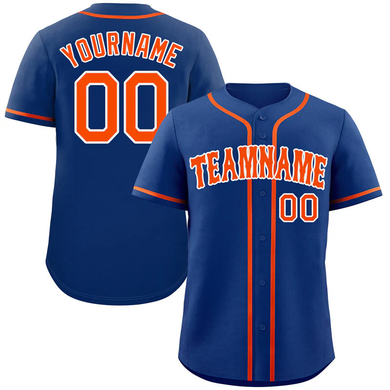 Custom Royal Orange-White Bull Classic Style Authentic Baseball Jersey