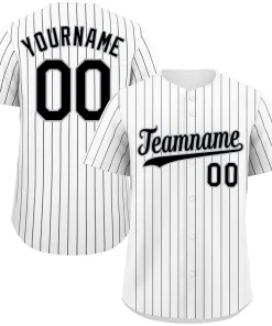 Custom White Black-Gray Hook Stripe Fashion Authentic Baseball Jersey