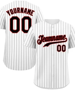 Custom White Black-Red Hook Stripe Fashion Authentic Baseball Jersey