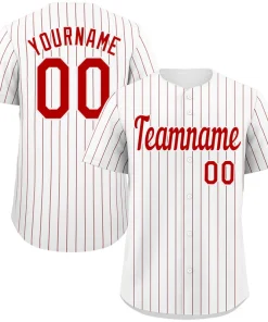 Custom White Red Stripe Fashion Authentic Baseball Jersey