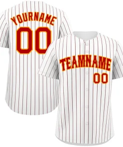 Custom White Red-Gold Bull Stripe Fashion Authentic Baseball Jersey