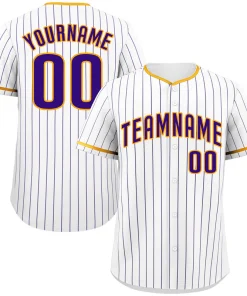 Custom White Purple-Gold Bull Stripe Fashion Authentic Baseball Jersey