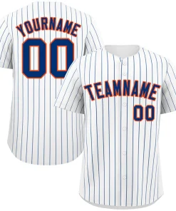 Custom White Royal-Orange Bull Stripe Fashion Authentic Baseball Jersey