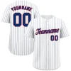 Custom White Royal-Red Stripe Fashion Authentic Baseball Jersey