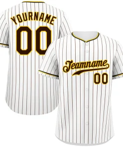Custom White Black-Gold Hook Stripe Fashion Authentic Baseball Jersey