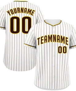 Custom White Brown-Gold Bull Stripe Fashion Authentic Baseball Jersey
