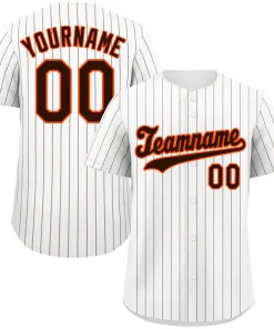 Custom White Brown-Orange Hook Stripe Fashion Authentic Baseball Jersey