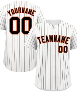 Custom White Brown-Orange Bull Stripe Fashion Authentic Baseball Jersey