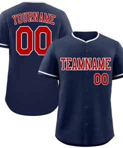 Custom Navy Red-White Classic Style Authentic Baseball Jersey