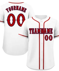 Custom White Red-Navy Classic Style Authentic Baseball Jersey