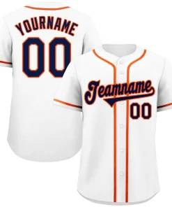 Custom White Navy-Orange Classic Style Authentic Baseball Jersey
