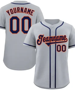 Custom Gray Navy-Orange Classic Style Authentic Baseball Jersey